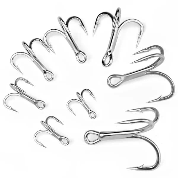 4x-Strong Treble Fishing Hooks Size 4#-5/0 Sharp Round Bend for Lures 20pcs 4# 20pcs 4#