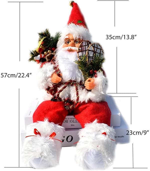 Siddende julemand julepynt - 57cm - Indendørs og udendørs brug - Rød