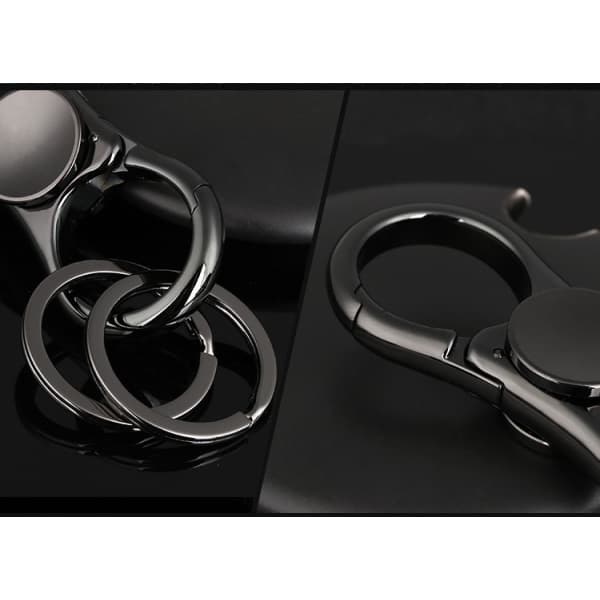 IC Fingertop gyro nøglering dobbeltring bilnøglering charm sort