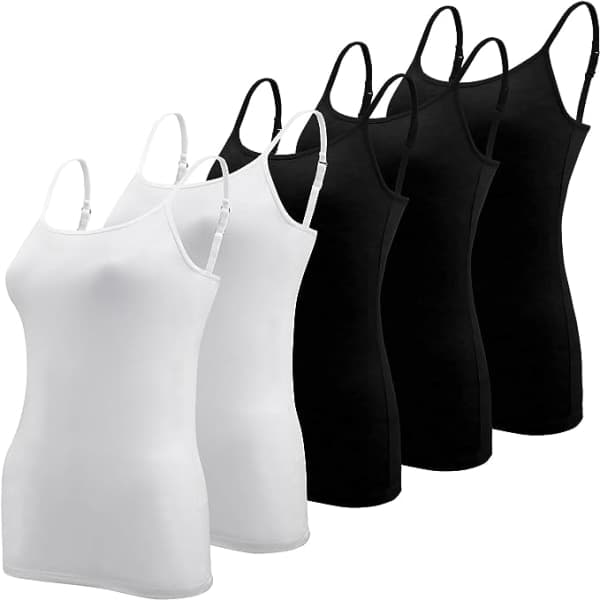5-pack Basic Camisole Justerbar Camisole Spaghettiband Linne för Kvinnor och Flickor (Stor)