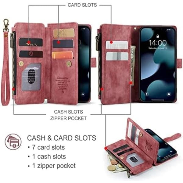 Caseme c30 blomstret etui til iPhone 12 Pro Max rød rød rød