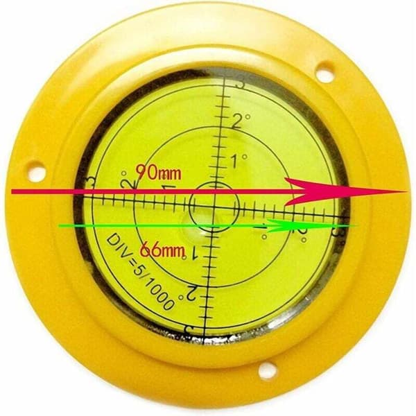 Högprecisions 90mm Cirkulär Vattenpass med Monteringshål för Husbil