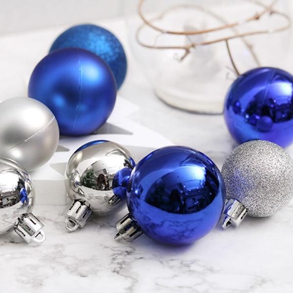 IC 24 stycken 4 cm oförstörbara julgranskulor för jul Sjöblå 4CM