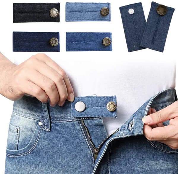 Jeans taljeforlængere, 4-pak bomuld og PVC med metalknapper og elastiske knaphuller, til graviditet, daglig brug, assorterede farver