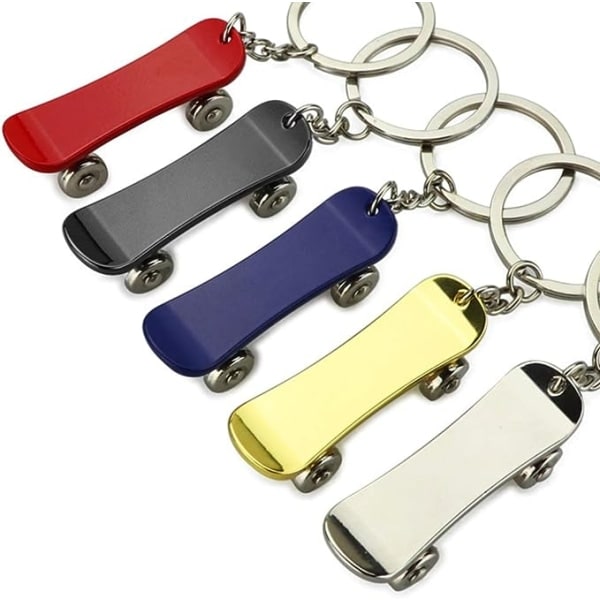 Sett med 2 Silver Finger Skateboard Nøkkelring Flaskeåpner Skateboard Formet Henge Nøkkelring IC