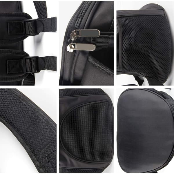 Kæledyrsrygsæk, 4 ventilationsvinduer, 180° åbning, foldbar polyester, små hunde og katte op til 5 kg, rejse, sort