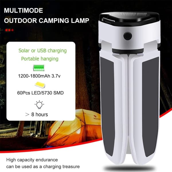 IC 30W 5-trins foldbar hængende genopladelig campinglampe
