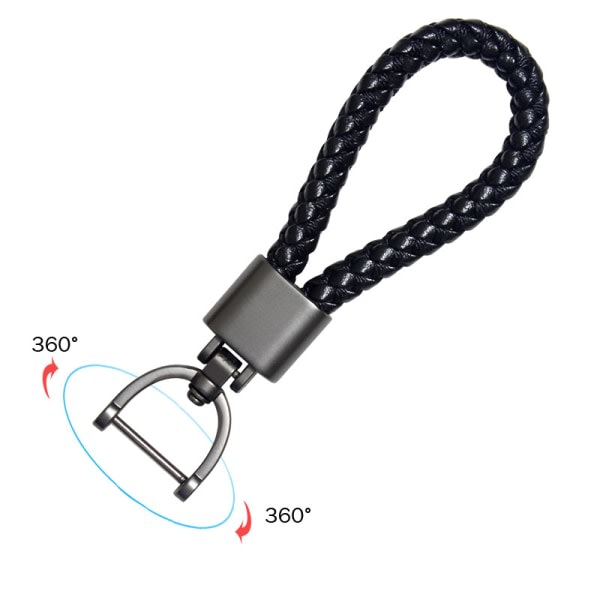 Tjock läder flätad rep bil nyckelring Ring kompatibel med män och kvinnor IC