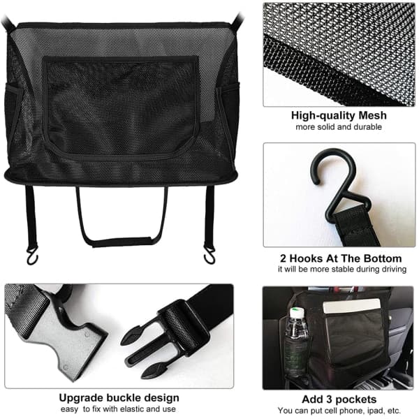 IC Bil Mesh Bag Håndtasker, Bilopbevaringspose Vandtæt Organizer,