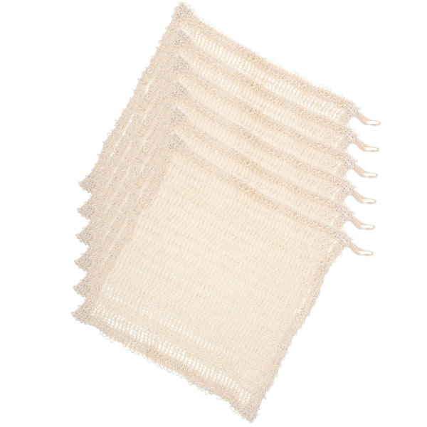6 st Spa Handduk Dusch Skrubba Tvättlapp Bomull Linne Fyrkantiga Handdukar Kroppstvätt Trasor Handdukar Tyg Badkar Beige 25x25x0.3cm