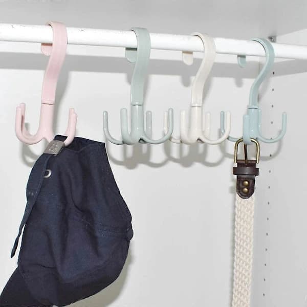 Wardrobe Hanger Organizer Storage Handbag Holder 360 Degree Rotating 4 Hooks [DB]