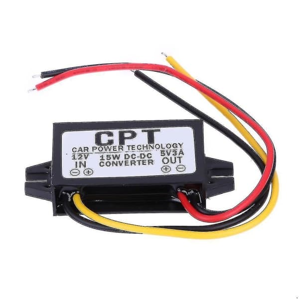 DC-DC-omformer regulator 12V til 5V 3A 15W for bil skjerm