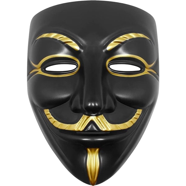 IC 3kpl Maskisarja – Aikuisten Halloween-asu kulta-, valko- ja mustana | Hacker-asu ystäville