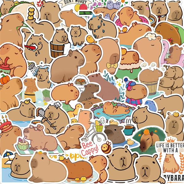 IC Roliga Capybara Gifts Stickers Pack 50st, søda djurdekaler for barn Tonåringar Vuxna Glueewee Kawaii