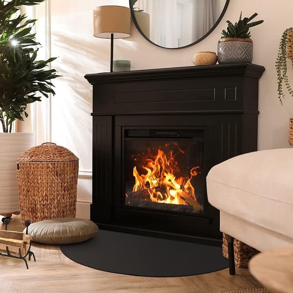 122 - 76 - cm - Fireplace - Mats - Fireproof - Mats - Fireproof - Mat - Grill - Floor - Mat - Floor - Protection - Black - Fire Pit - Mat