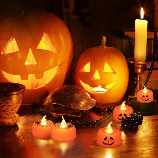 IC Varmlys - 12 stk. Halloween-lys, varme hvite Halloween-dekor