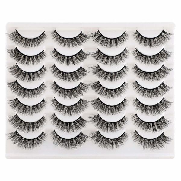 Fransar Lösögonfransar Cat Eyes Wispy Natural Faux Mink Fransar 14 Par Pack Lätt volym Korta falska ögonfransar Multipack