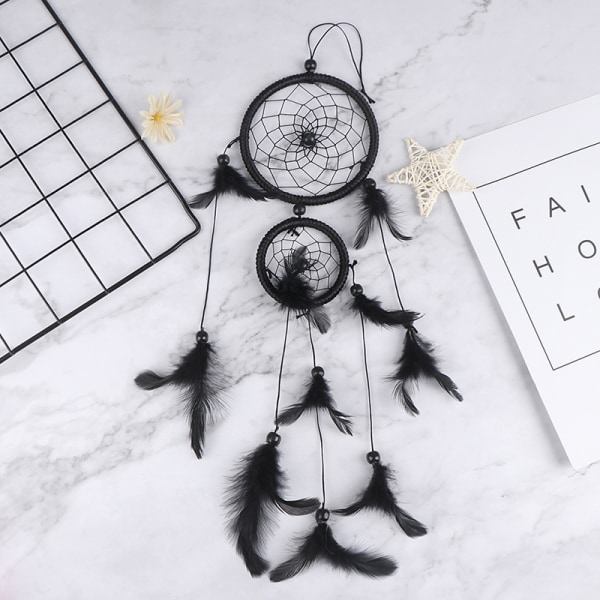 IC Feather Dream Catcher Vindklokker Bilinteriør Hjemvæg Dreamc Sort
