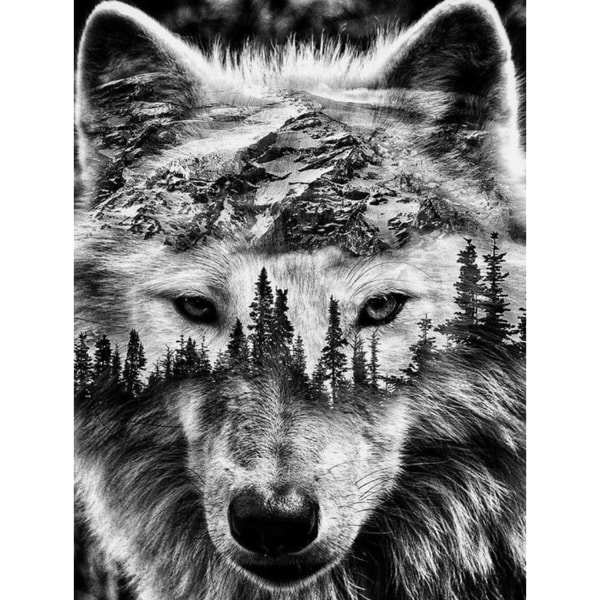 Jungle Wolf diamantmålning, diamantkonstsats för vuxna och barn, komplett 5D diamantbroderikit, väggdekor för ädelstenskonst för vuxna -