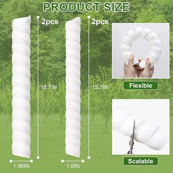 4-pack - Plastspiralskydd - Spiralformade barkskyddsrör - Trädstamsskydd - Skyddar mot katter - Lätt att installera - Vit