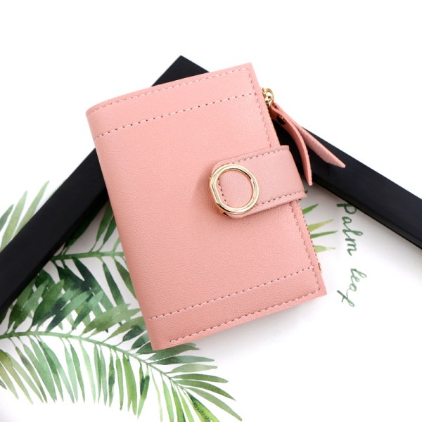 IC Kort plånbok med dragkedja för kvinnor - Rosa pink