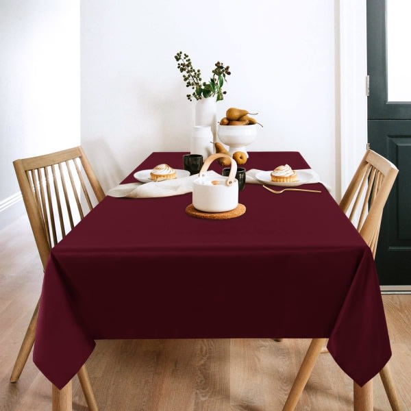 IC 2-pack vinröd duk 54 x 78 tum, rektangel 4 fot bordsduk - fläckbeständig skrynkbeständig tvättbar polyester för matbord