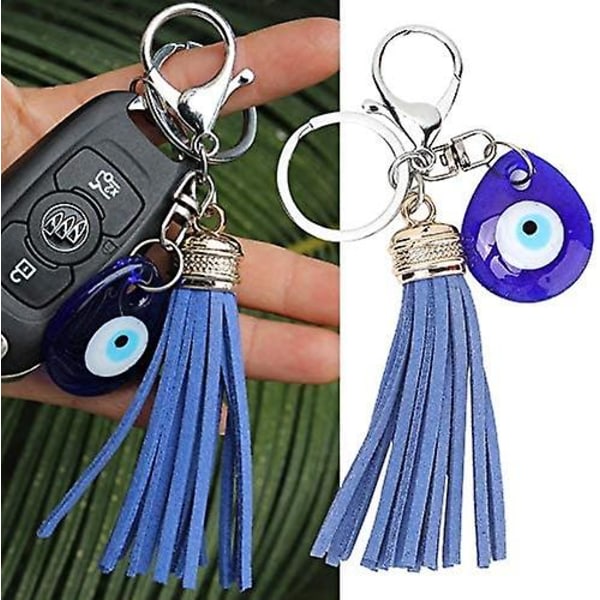 2 dele Blue Evil Eye Nyckelringer Nyckelringer Lucky Charms Inredning Unika Nyckelringar Välsignelsegåvor Hängen IC