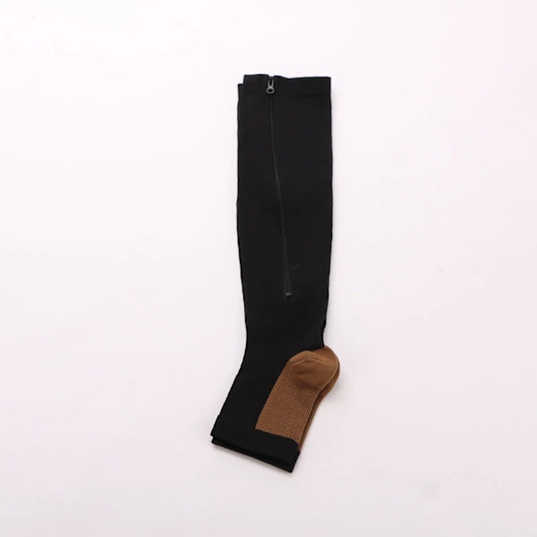 Compression Socks with Zipper, 1 Pair, Black, L/XL