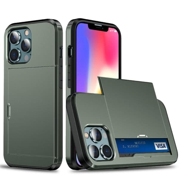 IC iPhone 13 - Hybriddeksel Med Kortlomme - Grønn