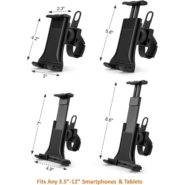 IC Gymstyre inne på treningsykkel og tredemølle og rattfeste for 3,5-12\" nettbrett/mobiltelefoner (for 7,9-11,9\" iPad)