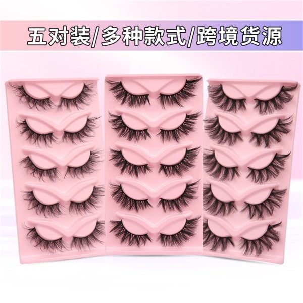 Nya fransar Mink Lösögonfransar Naturligt utseende Wispy Clear lash Band Falska ögonfransar Fluffiga 3D Curly Strip Cat Eye Fransar 9D541
