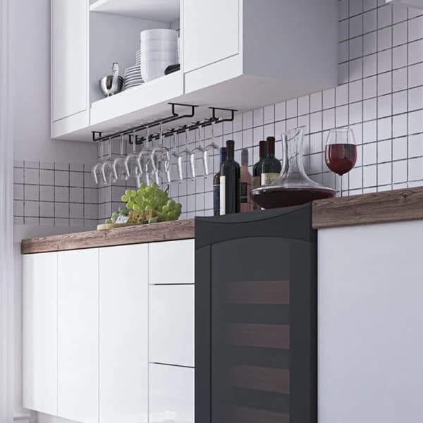 2 stk. Sort Vinglasstativ Under Skabet Vinglasholder Stemwarestativ Hængende Stemwareholder til Opbevaring Organizer Bar Tools Betterlifefg