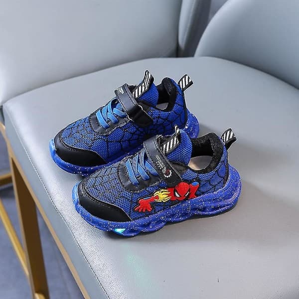 Spiderman Barnsko Nye Gutter Sneakers Med Lys Nye Barnsko Blå 30 IC