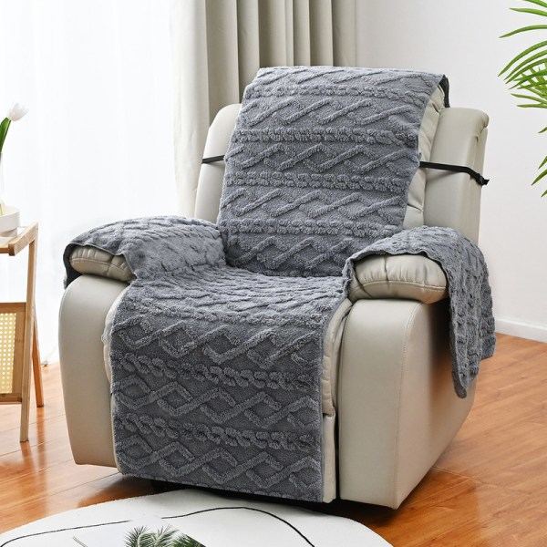 IC Tyk Dobbeltsidet Jacquard T-Formet Polstret Sofa Betræk Grå Betræk til Enkelt Sofa
