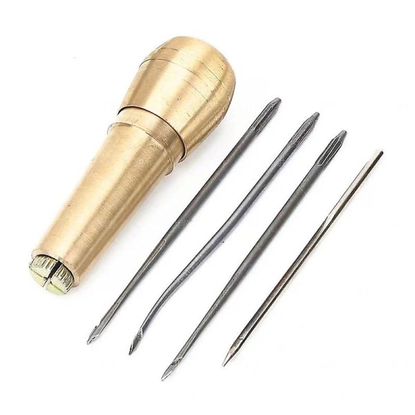 IC Gör-det-själv handgjorda lærred-læderskor Stitch Repair Tool Syl Kit (guld) (d-583-a)