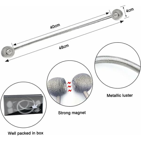 4 st magnetiska gardinuppsättningar, magnetiska flätade gardinuppsättningar (röda)