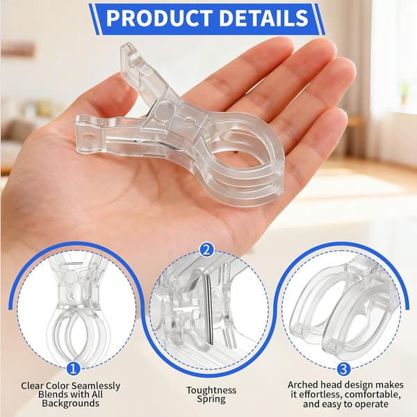 15-pack transparenta klämmor - Multifunktionella klämmor - 9 cm - För dekoration