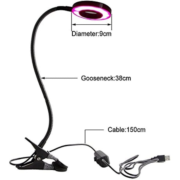 IC Led Grow 10w rød justerbar og 6 dæmpbar plantevækstlampe med svanehals