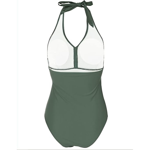 Baddräkt för kvinnor med magkontroll, push-up, formande baddräkt, halterneck, öppen rygg GRÖN GREEN XL