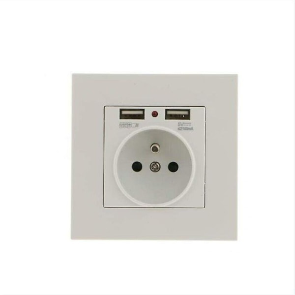 Set med 2 vegguttak, vegguttak med dobbel USB 5v/2100ma, innfelt uttak med 2 USB-porter Bekvemt og praktisk
