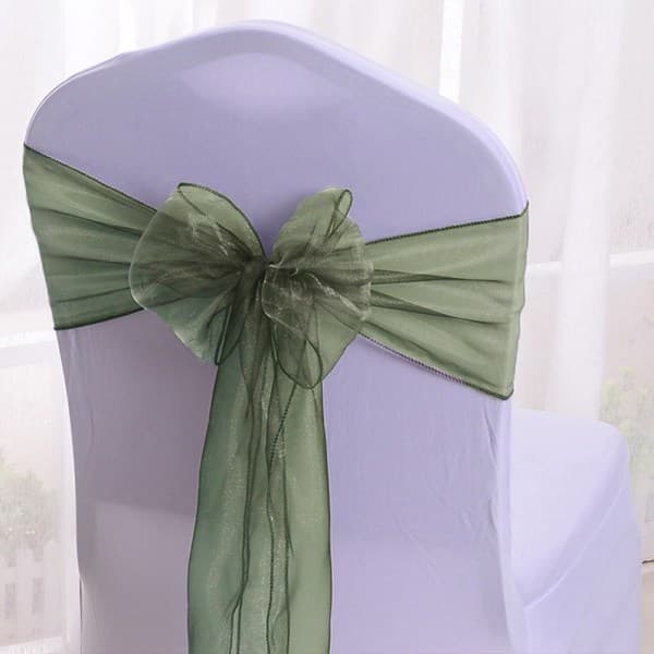 20 st Organza Stol Bågar Dekorativa Bågar för Bröllop Mörkgrön
