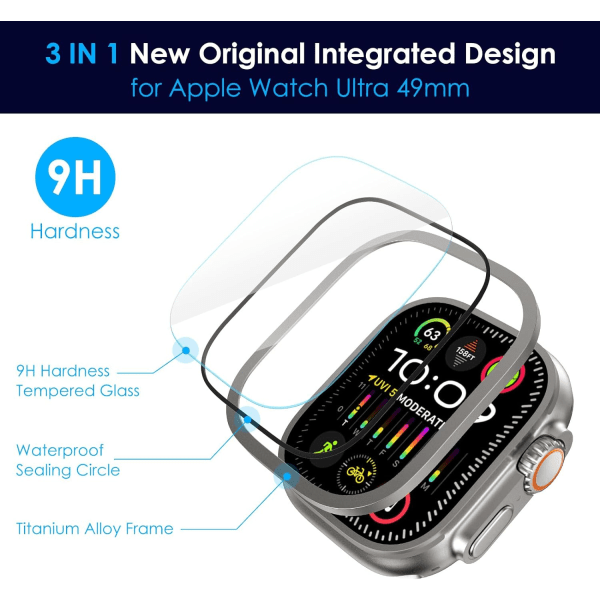 2-pack för Apple Watch Ultra 2 case 49 mm, 9H IC