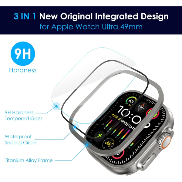 2-pak til Apple Watch Ultra 2 etui 49 mm, 9H IC