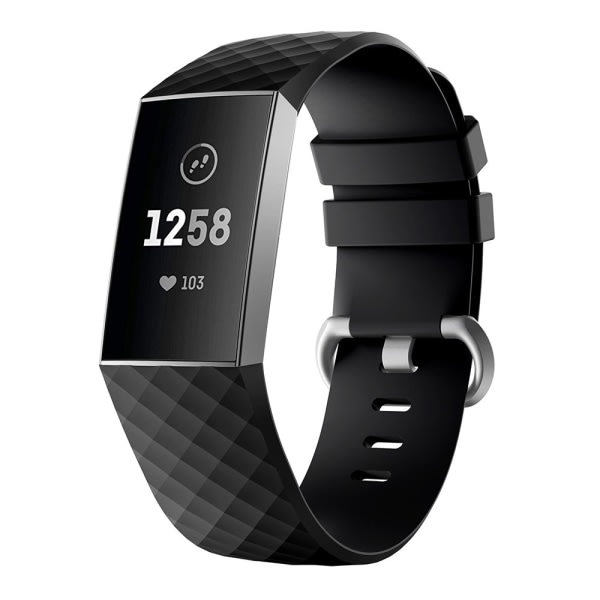 IC Fitbit Charge 3/4 armband silikon (S) Svart Svart