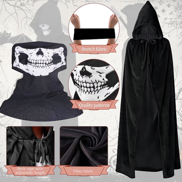 Halloween-kappa, kappa för cosplay och rekvisita till halloweenmaskerad a 140