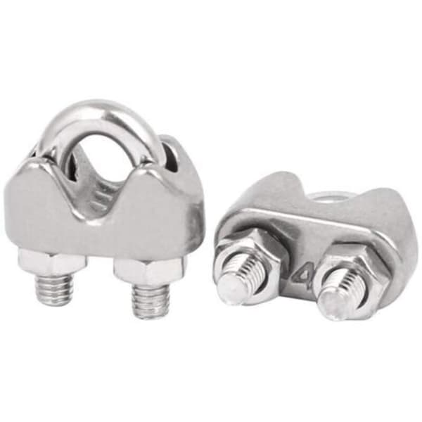 12 stk. kabelklemmer i rustfritt stål for 4 mm (M4) diameter wiretau.