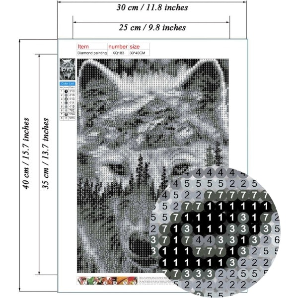Jungle Wolf diamantmålning, diamantkonstsats för vuxna och barn, komplett 5D diamantbroderikit, väggdekor för ädelstenskonst för vuxna -