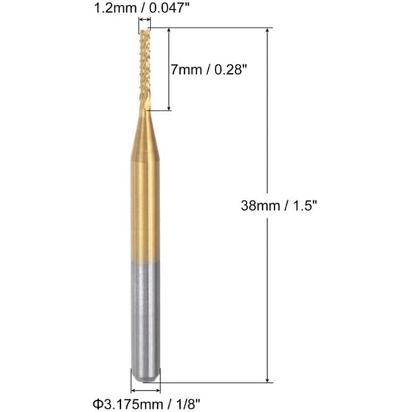 10 stk. titaniumcarbid graveringsbits CNC fræsere til PCB maskine 1/8 tomme skaft 1,2 mm