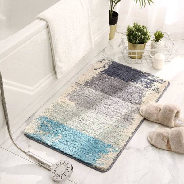 IC Färgglada randiga badrumsmattor Badmatta Halkfri Shaggy Mjuk duschmatta Absorberande Snabbtorkande Badkarmattor för badkar (Färgglada A, 20\"x31\")