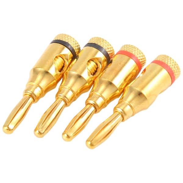 4 X Mm Banankontakter för Högtalarkabelanslutningar / Guldpläterade
